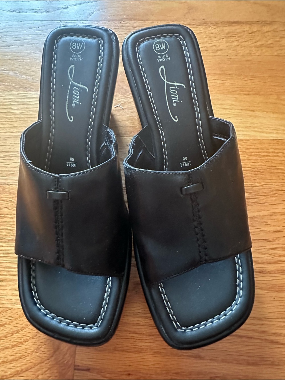 FIONI Clothing Black Slide Sandals Wide Width Women's